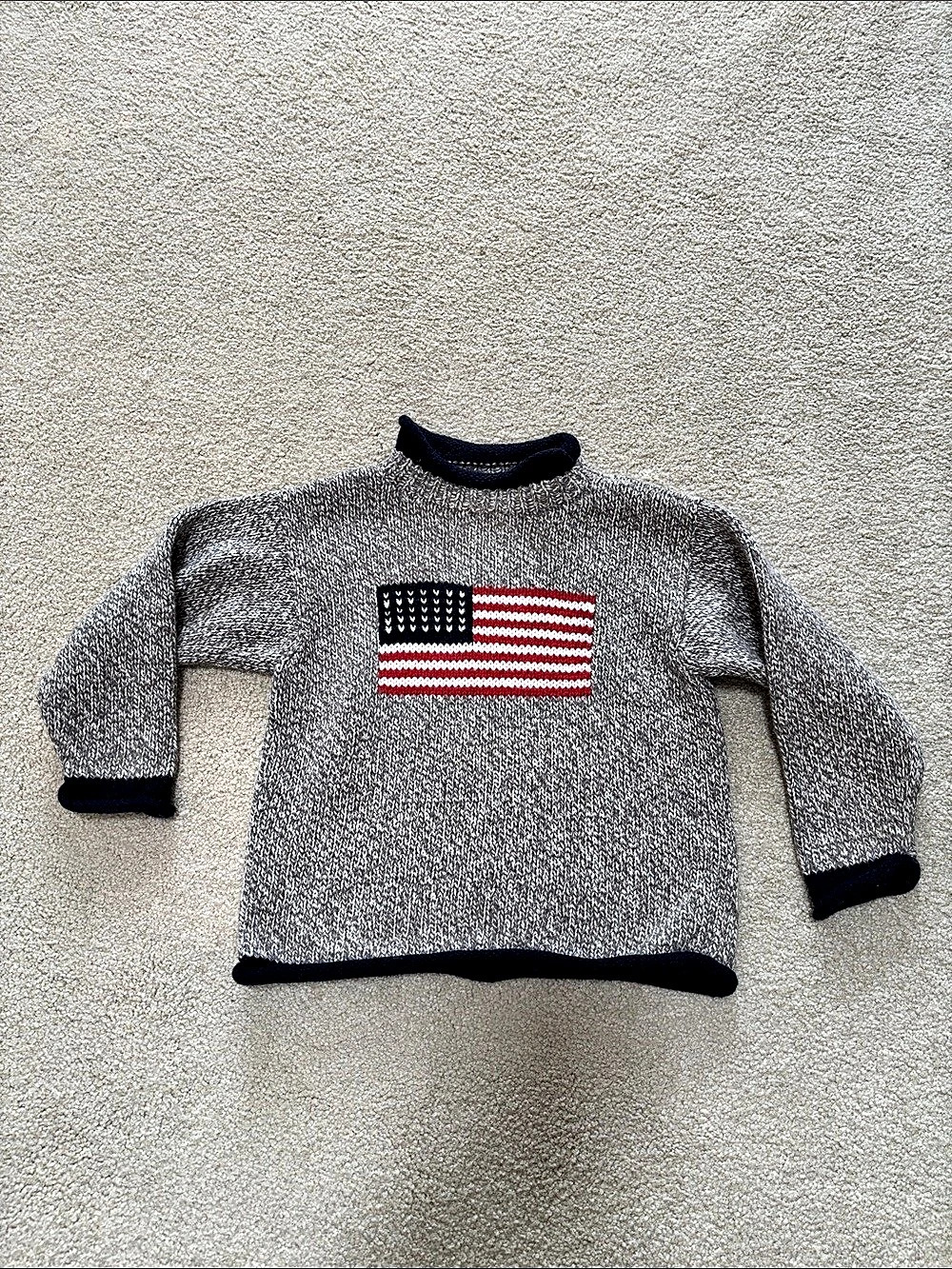 Vintage Mulberribush Boys 4T Cotton Flag rolled neck & sleeves Sweater Like New